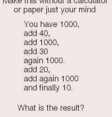 Solve this using only your mind, without a calculator or paper.