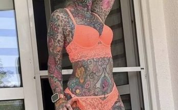 Grandmother with entire body covered in tattoos reveals what she looked like decade ago